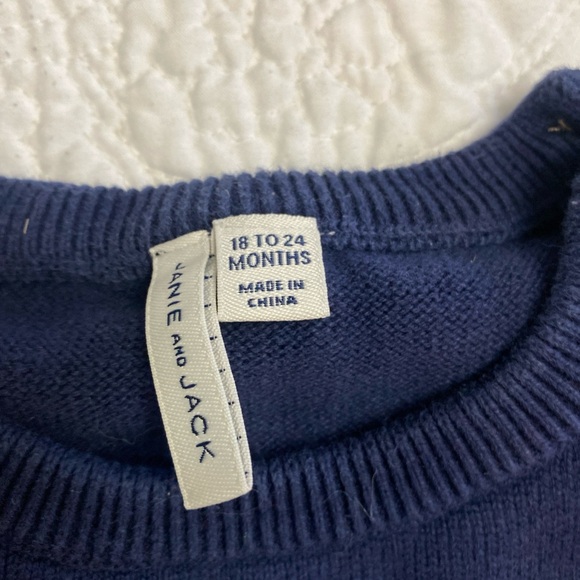 Janie and Jack Boys Conner Bull Dog Navy Sweater Size 18-24 Months - Picture 3 of 3